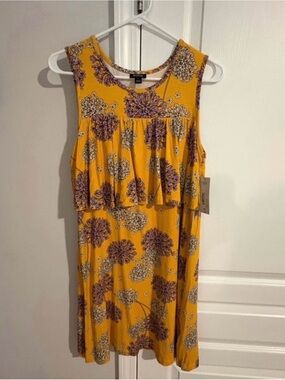 A.N.A. Yellow Floral Sleeveless Tiered Sundress